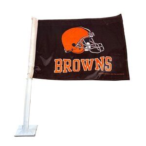 Cleveland Browns NFL Car Window Flag By Rico Industries Orange Helmet and Name